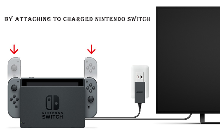 Charge your controllers by attaching to charged Nintendo Switch Console